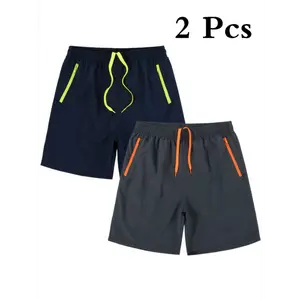2 Pieces Pack Men's Swim Trunks Short Bathing Suit with Mesh Lining Swimming Shorts