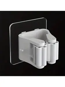 Set of 4 No-Drill Mop Hangers​ – Adjustable and Reusable Suction Hooks for Tidy Bathroom and Kitchen Organization