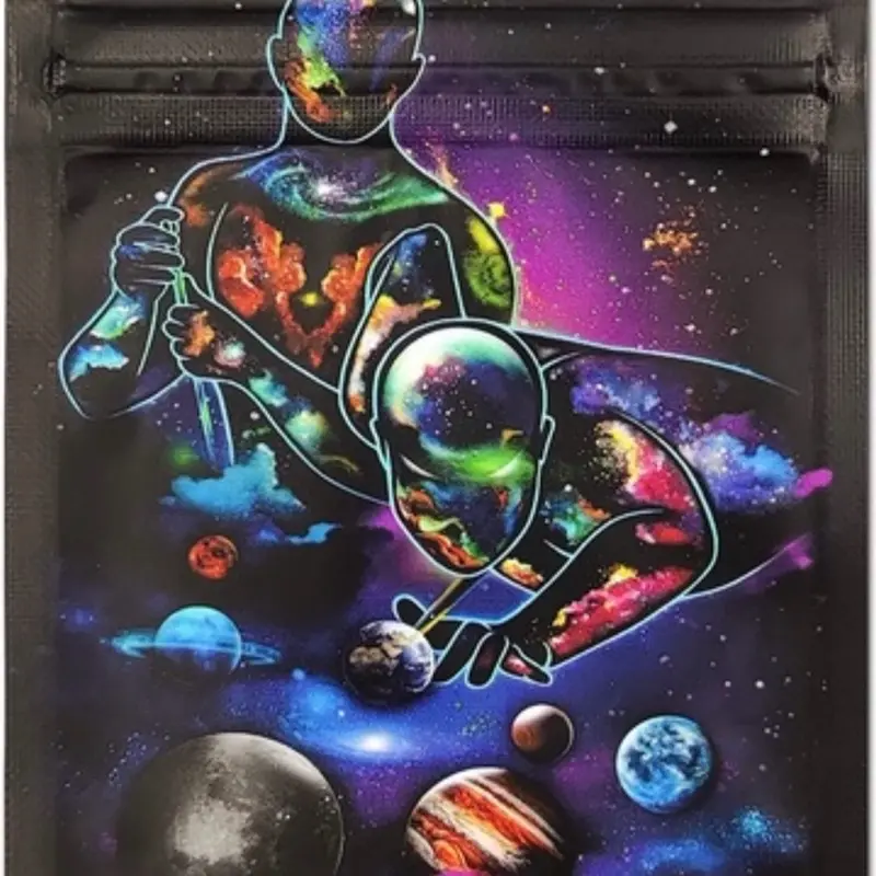 Space Design Mylar Bags 100 Pack - 3x4 Inches Heat Sealable Odor Proof Zippered Bags for Small Items Storage