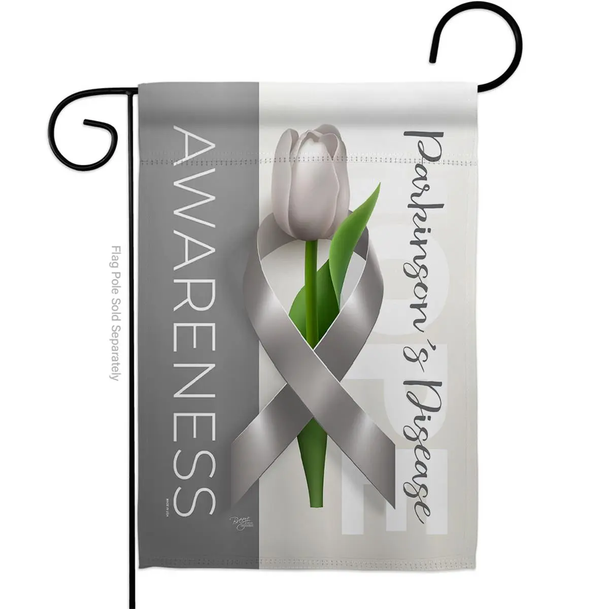 Breeze Decor G165209-BO 13 x 18.5 in. Parkinsons Disease Awareness Garden Flag with Support Double-Sided Decorative Vertical Flags House Decoration Banner Yard Gift