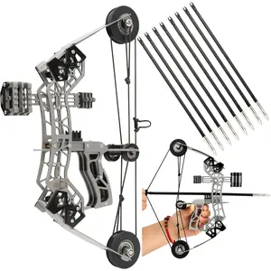 10.2inch Compound Bow Stainless Steel Includes 4/8 Arrows and Target Paper
