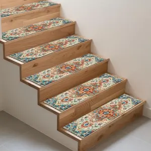 Rubber Non-Slip Stair Treads, 15pcs Printed Stair Mats, Long Stair Treads, Anti-Slip Stair Carpet, Long Stair Tread Set, Home Decor Rubber Stair Treads, Decorative Stair Mats, Step Protector Carpet, Home Decor Stair Mats for Stairs, Stair Protection