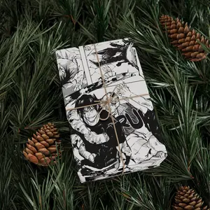 Jujutsu Gift Wrap, Fighting Toji Fushiguro of Jujutsu Kaisen in Black and White Manga Wrapping Papers, Birthday Gift for him and her