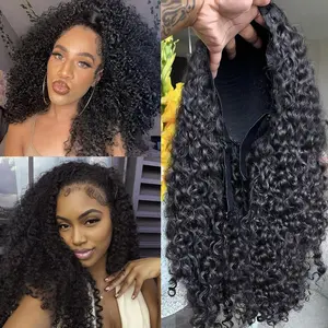 [3 in 1 Half Wig] Bling Hair Half Wig Human Hair 180% Density Glueless Wigs Human Hair Curly 3 In 1 Half Wigs for Black Women Drawstring Seamless Flip Wig Beginner Friendly FallFreshness
