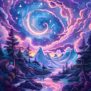 Moon & Rose Pattern Galaxy DIY Diamond Arts Colorful Painting Kit without Frame, DIY 5D Diamond Arts Colorful Painting Kit, Wall Art Decor for Home, Diamond Painting Kits