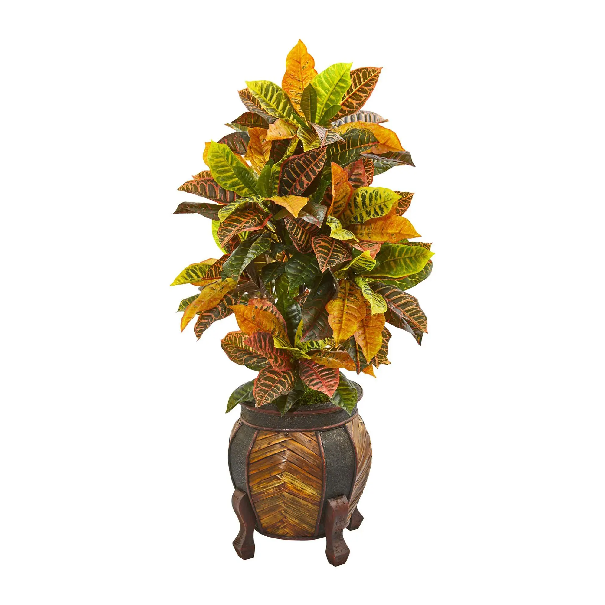 44in.  Croton Artificial Plant in Decorative Planter