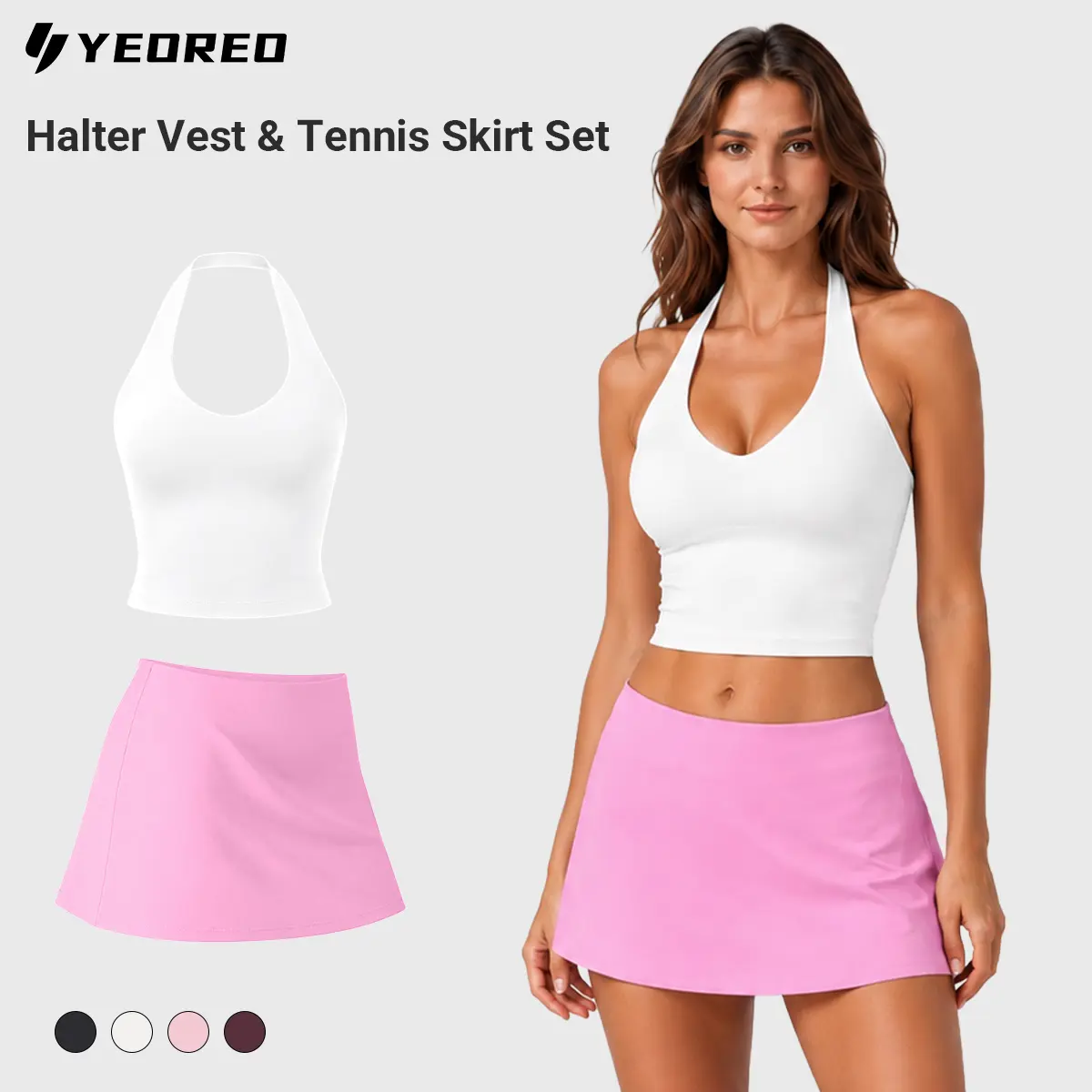 YEOREO Halter Top & Tennis Skort Set