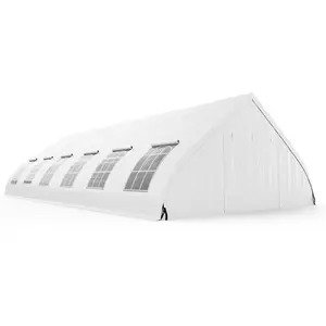 COSTWAY - 20 x 40 FT Peach Shaped Party Tent Wedding Canopy with Zipper Doors-White