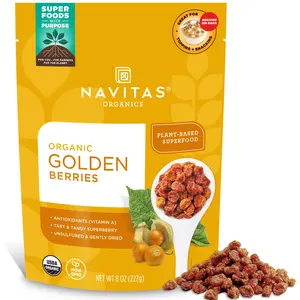 Navitas Organics Goldenberries Dried Fruit - Fiber & Vitamin-Rich Healthy Snacks - No Added Sugar, Sulfite Free - USDA Organic, Non GMO, Kosher, Gluten Free, Vegan (8oz Bag, 8 Servings)