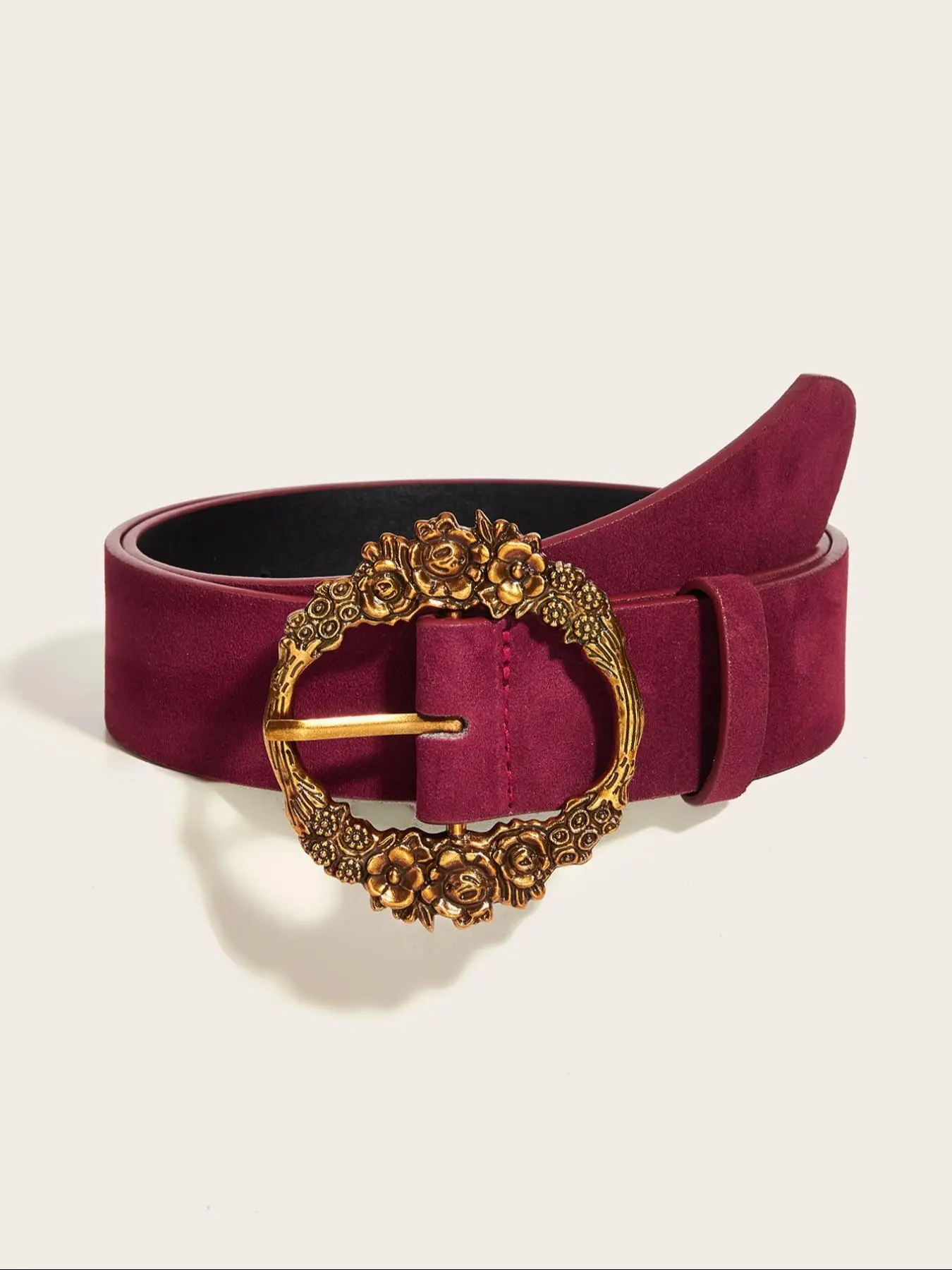 Boho Style Vintage Gold Round Buckle Belt, Fashionable Pu 