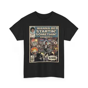 Michael Jackson Wanna Be Startin Somethin Comic Tee Graphic Tee Heavy Cotton Tee Shirt, 100% Heavy Cotton Shirt