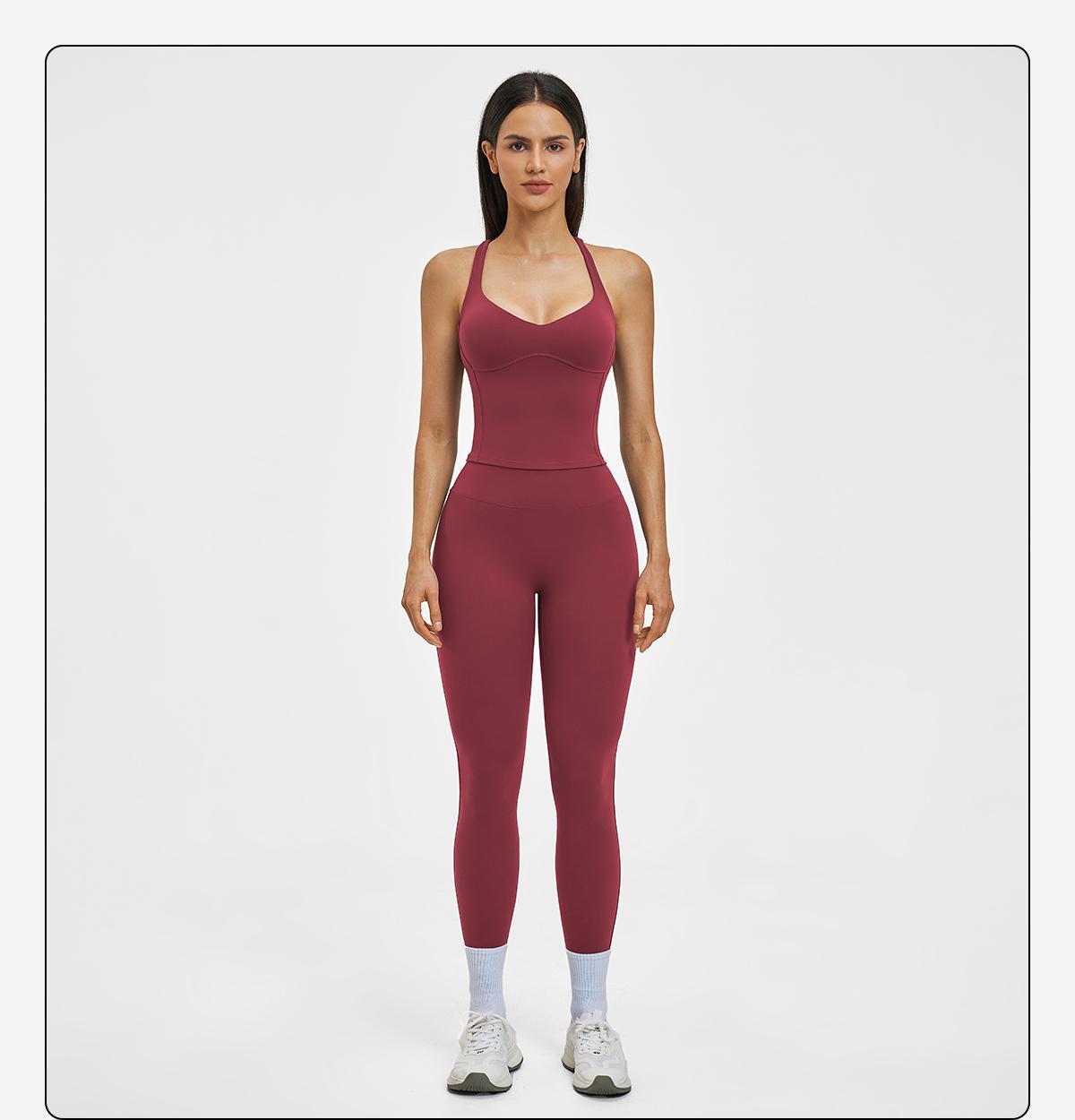 MFVIM Women’s Spring/Summer Fuzzy Sports Set – Crossback Design, Premium Feel Fitness Outfit for Outdoor Casual Running and Yoga