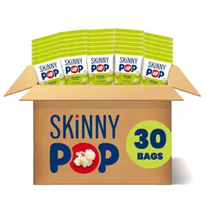 SkinnyPop Original Popcorn, Individual Snack Size Bags, Skinny Pop, Healthy Popcorn Snacks, Gluten Free, 0.65 Ounce (Pack of 30)