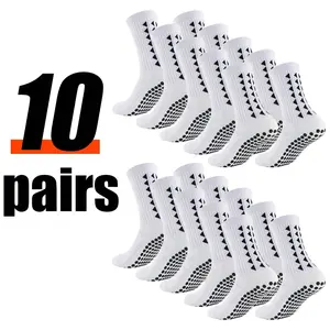 Unisex Soccer Grip Socks – 3/6/10 Pairs, All-Season Cushioned Mid-Calf, Breathable & Non-Slip for Football Matches, Outdoor Training, Fitness & Sports Activities