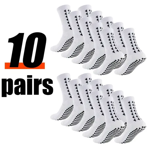 Unisex Mid-Calf Anti-Slip Cushioned Soccer Socks - 3/6/10 Pairs, All-Season, Breathable, Soccer Accessories for Football Matches, Outdoor Training, Grip Football Sports Socks