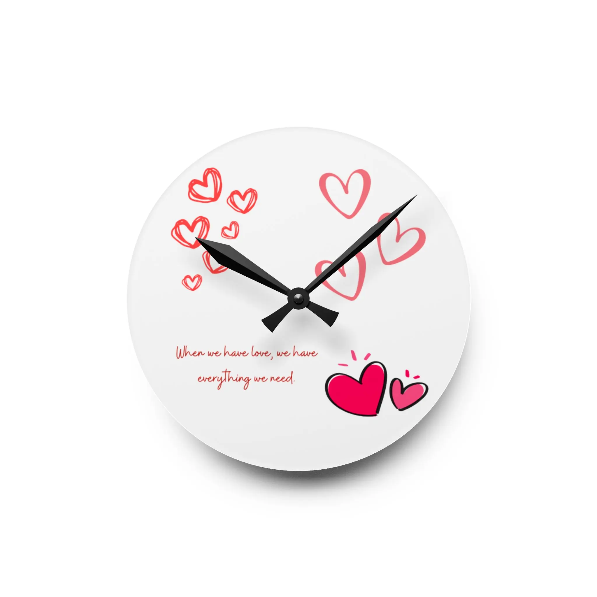Love-Themed Acrylic Wall Clock, Fun Home Decor, Heart Design, Gift for Couples, Wall Art for Valentine's Day, Sweetheart Present