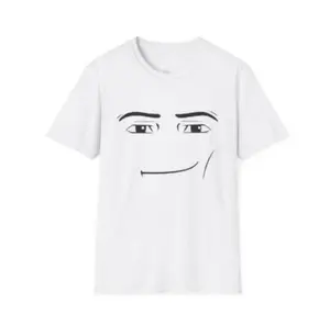 Roblox Minimalist Face Graphic T-Shirt Sarcastic Expression Tee Unisex Casual Streetwear Crewneck Short Sleeve Top For Men And Women Shortsleeve White