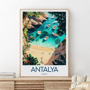 Antalya Travel Print Turkey Poster Prints Art Birthday Gift Wedding Present Custom Text