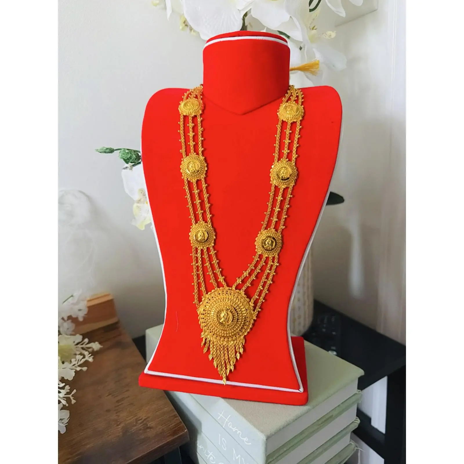 Gold Tone Coin Necklace for Special Occasions - Elegant Design with Multiple Chains and Circular Coins