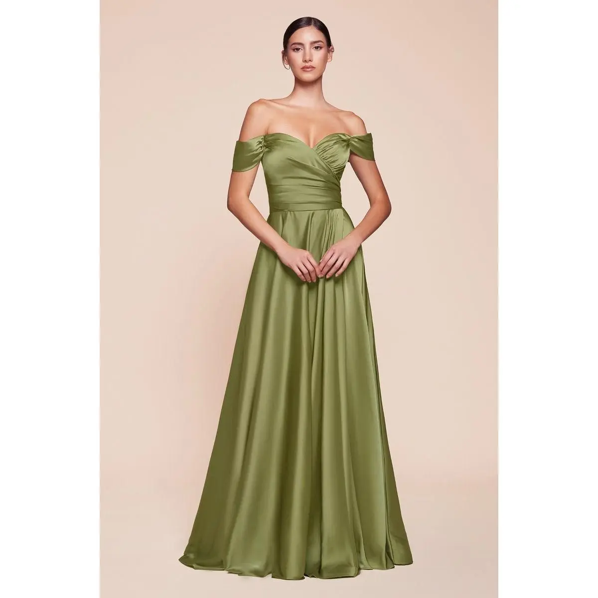 A-Line Satin Off The Shoulder Dress 01 By Cinderella Divine -7493