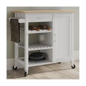 Lavish Home Kitchen Island with Towel Rack andShelves