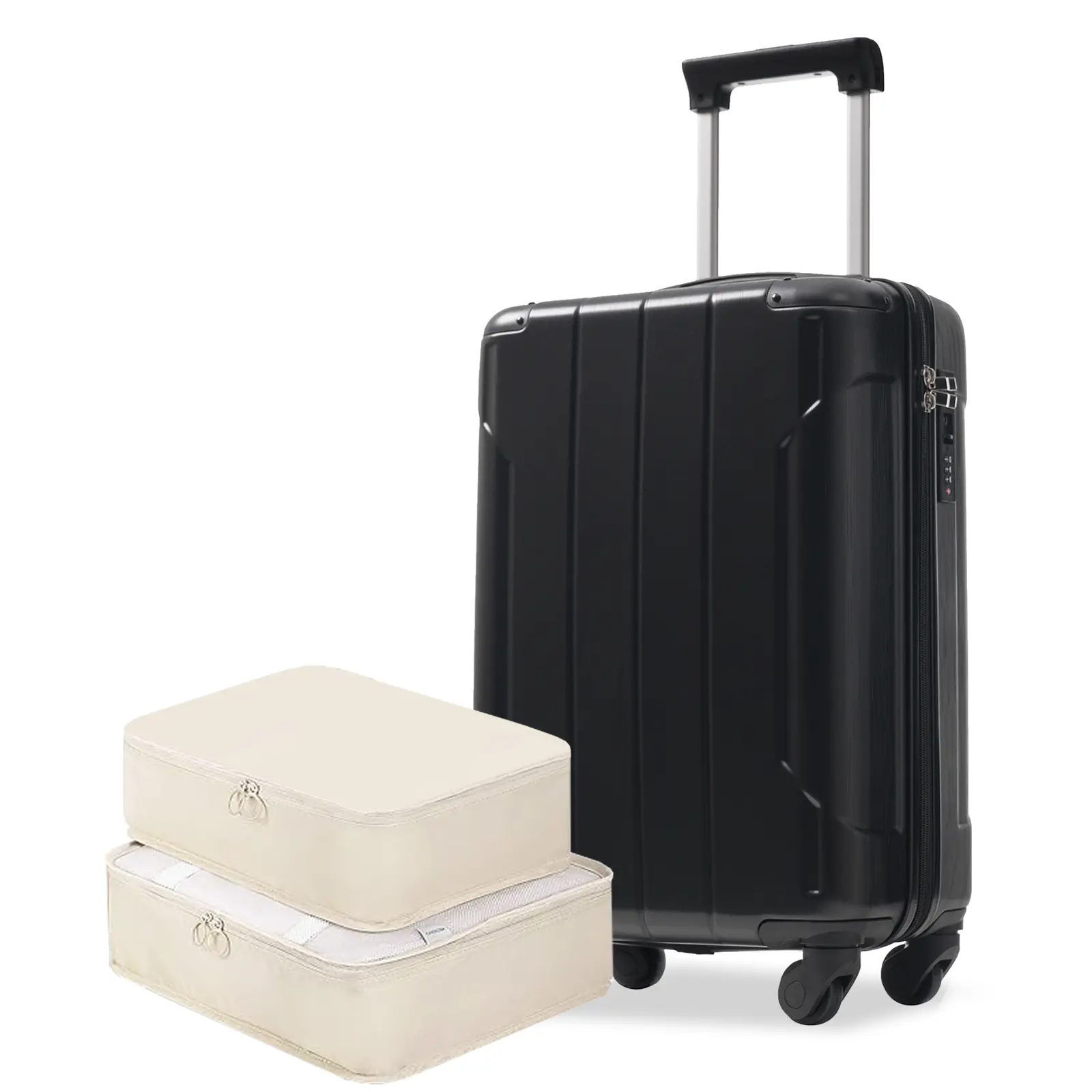 Carry On Luggage 20 Inch Creamy Green ABS Hardshell Suitcase, Lightweight Anti-Scratch for Business Travel & Weekend Getaways, Silent 360° Spinner Wheels, Built-in TSA Lock, Includes 2 Packing Cubes