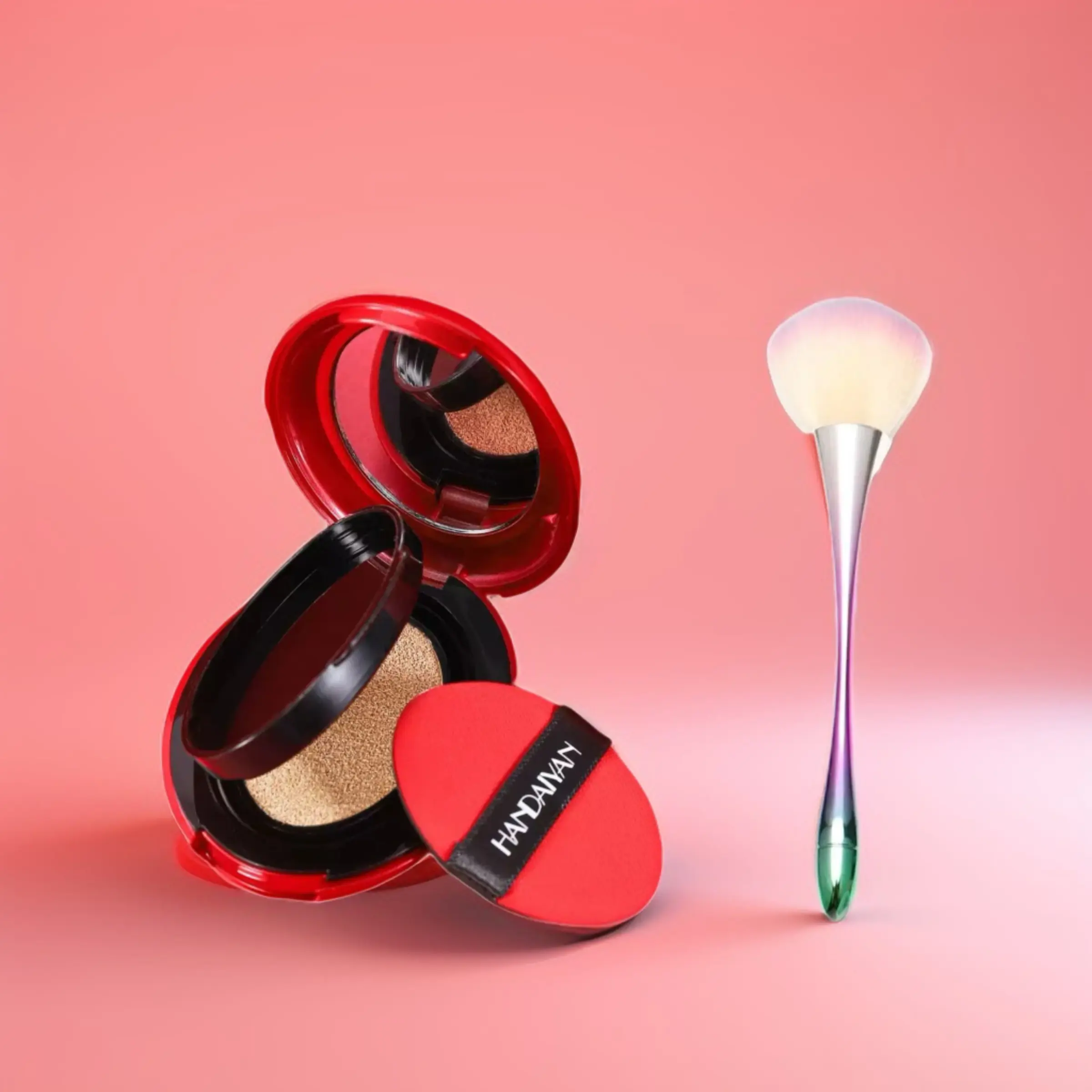 Cushion Foundation Liquid, Full Coverage, Natural Finish, Matte Effect, Long-Lasting, Mario Cosmetics, Includes Random Color Brush, Liquid Foundation Makeup