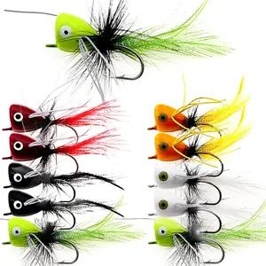 Fly Fishing Poppers Fly Fishing Dry Flies Topwater Fishing Lures Bass Popper Flies  Lures Panfish  Fly Trout Bobber Flies Kit for Bass Trout Panfish Bluegill Salmon