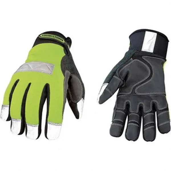 Youngstown Glove 08-3710-10-S Small (7) High Visibility Work Gloves, Paired, 3M Scotchlite/Synthetic Leather/Microfleece, Waterproof, Windproof, Cold & Heat Protection, Uncoated, Hook & Loop Cuff, Full Fingered, General Purpose