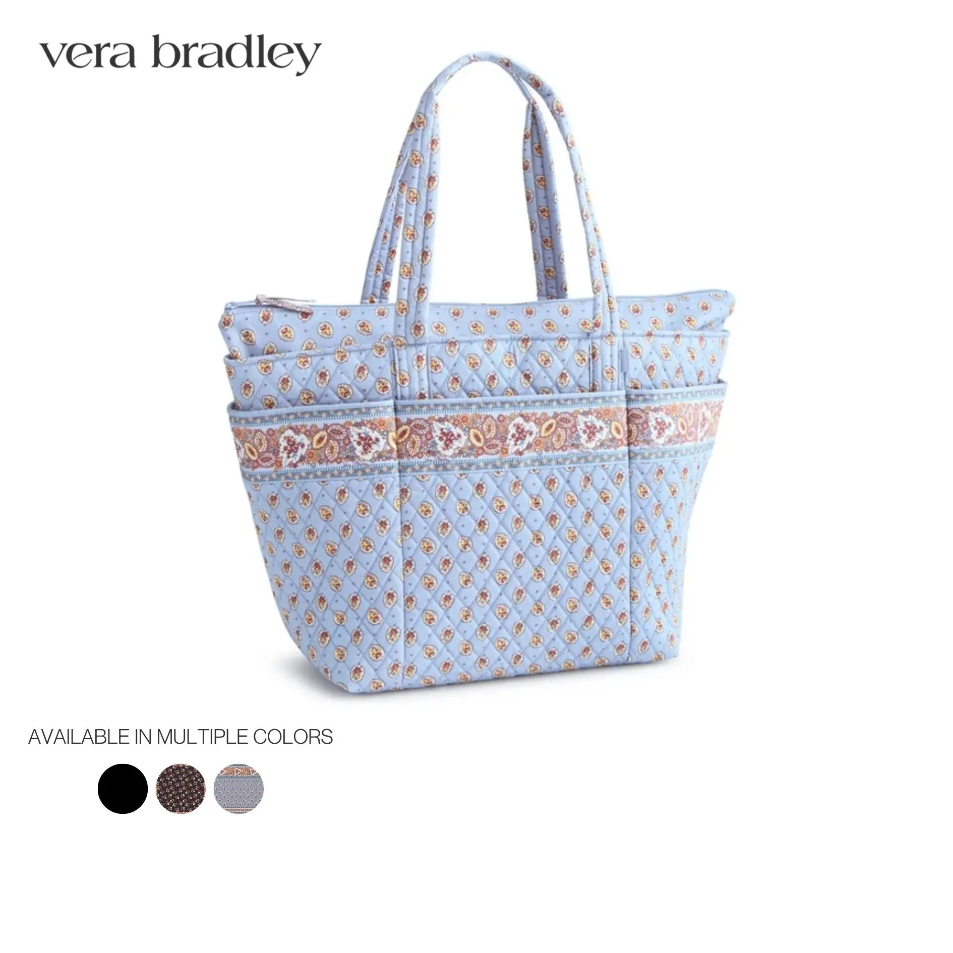 Vera Bradley Travel Tote | 30L Featherweight Large Tote Bag with Multiple Pockets & Zip Closure