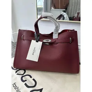 Urban Luxe — Genuine Leather Power Tote with Silver-Tone Hardware. Women’s Shoulder Bag