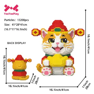 13200PCS Lucky Fortune Cat Micro Building Blocks Set, DIY Model Kit, Good Luck Gift