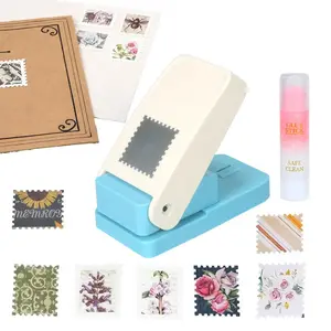 6 Styles Stamp Puncher-Comes with a free glue stick, Manual Floral Design Paper Hole Puncher, Embosser, Lever-type structure for effortless and durable operation for Hand Books, Photo Albums, Greeting Card Making, Office Supplies and Gifts
