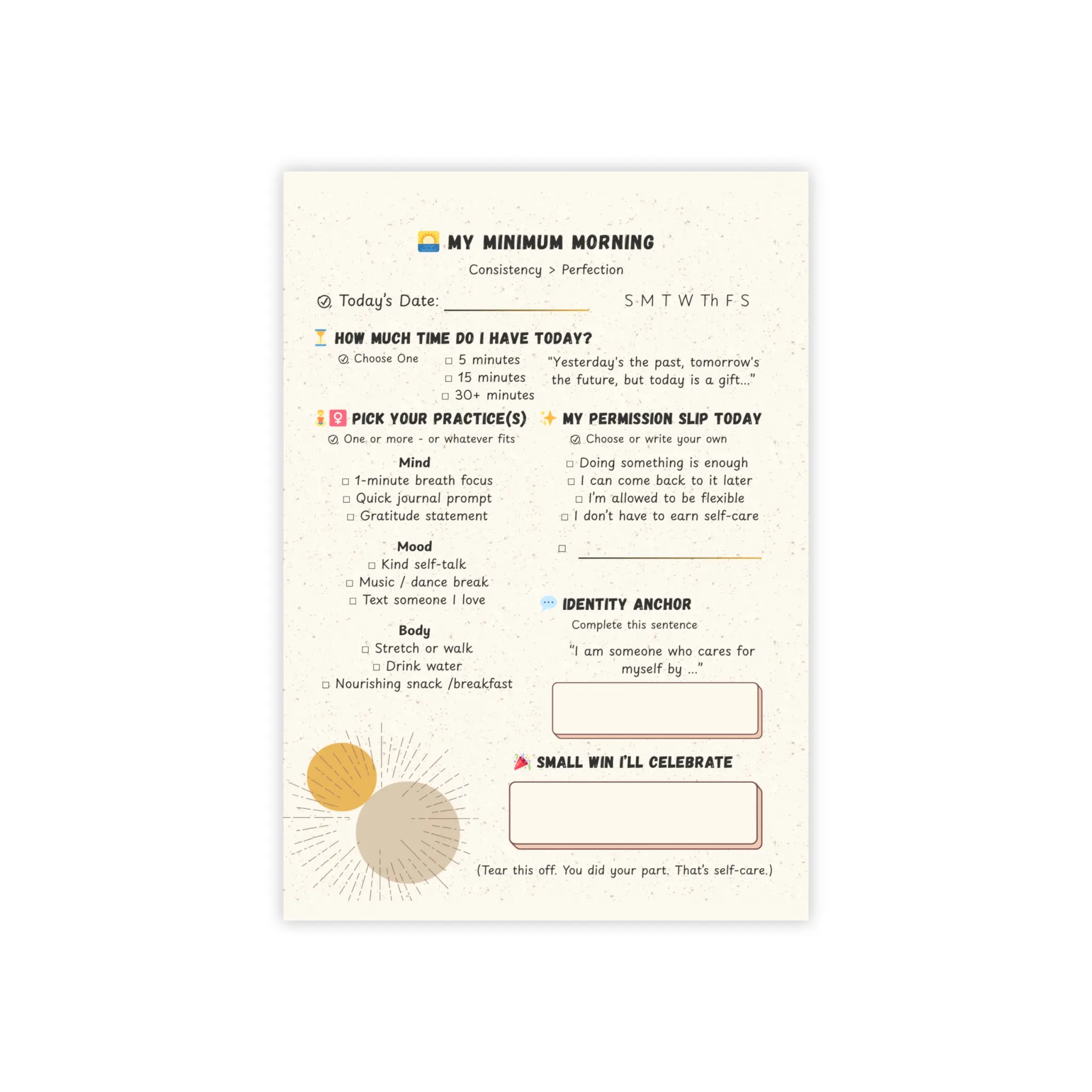 ✨ My Minimum Morning Tearaway Notepad