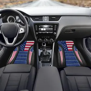 Set of Four Patriotic American Flag Car Floor Mats, Non-slip and Durable Car Floor Mats with A Vibrant American Flag Design, Suitable for Front and Rear Seats To Keep Your Car Clean