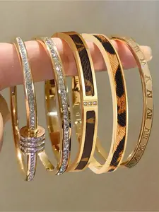 5pcs dazzling and exquisite stainless steel bracelet combination, High Quality Bracelet, a delicate and fashionable jewelry for both men and women, suitable for wearing on outings, birthday parties, holidays, and daily commuting