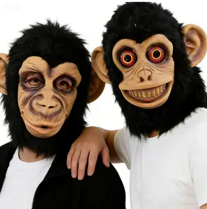 Halloween Gorilla Mask Chimpanzee Cosplay Costume Monkey Mask Animals Latex Masks Horror Headwear Adults Mask mini gifts whimsical design