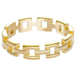 Stately Steel Small Square Link Ring