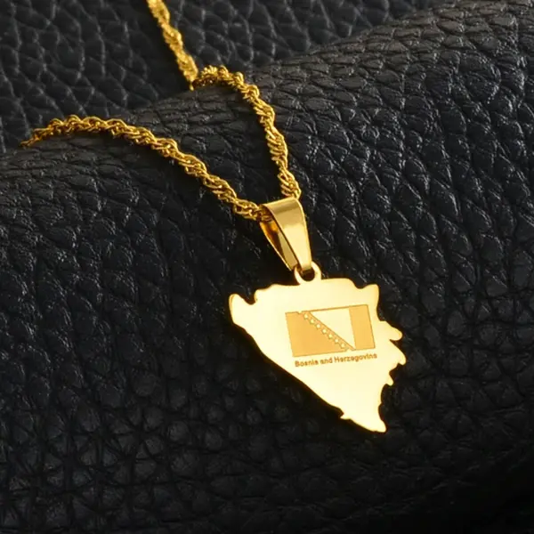 Bosnia And Herzegovina Necklace (Small), Jewelry, Map, Flag, Pin, Gift, Earrings