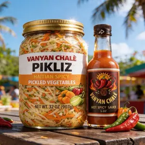 Vanyan Chale Pikliz 16oz - Haitian Spicy Pickled Vegetables & Hot Spicy Sauce Set for Authentic Flavor