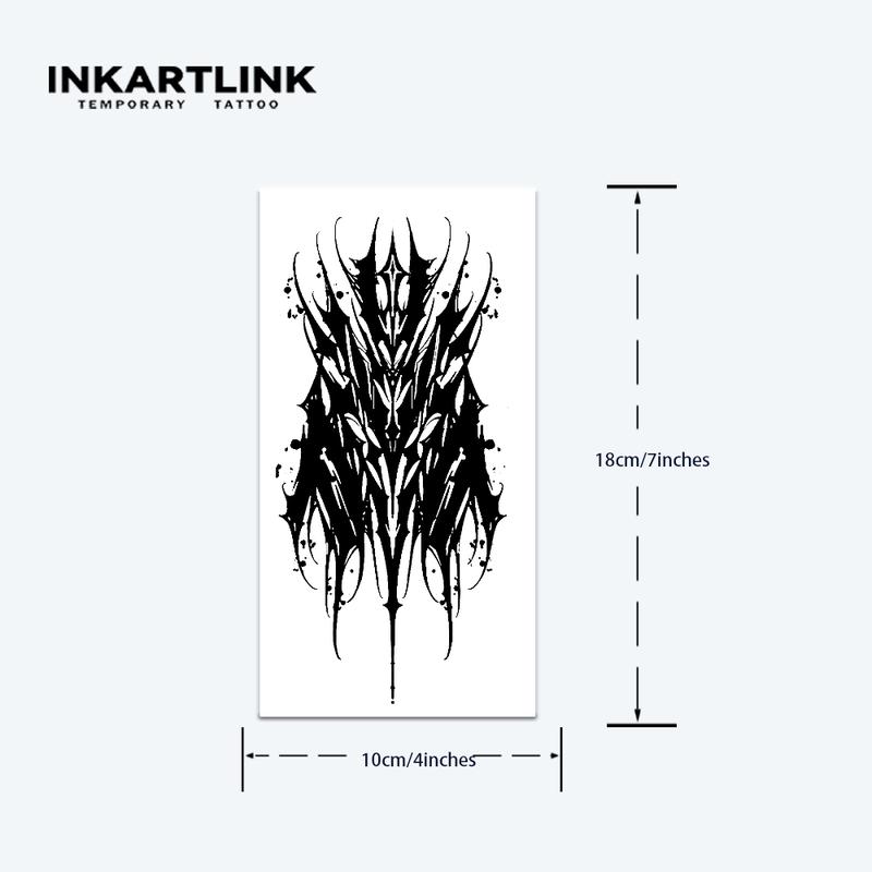 INKARTLINK Tattoo Tech,2 Sheets Extra-Large Semi Permanent Tattoo,Adult Art Design Temporary Tattoos, Lasts 1-2 Weeks, Waterproof, Realistic look, No Adhesive, No reflection (INK Demon Design)