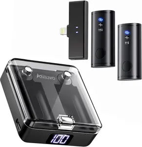 Wireless Lavalier Microphone for Phone/Pad (Lightning Port Only), HiFi Recording, Precise Noise Reduction, 40Hrs Battery, Magnetic Clip Phone Microphone for Video Recording Vlogging