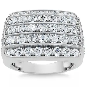 3Ct Wide Diamond Men's Ring 14k White or Yellow Gold Lab Grown