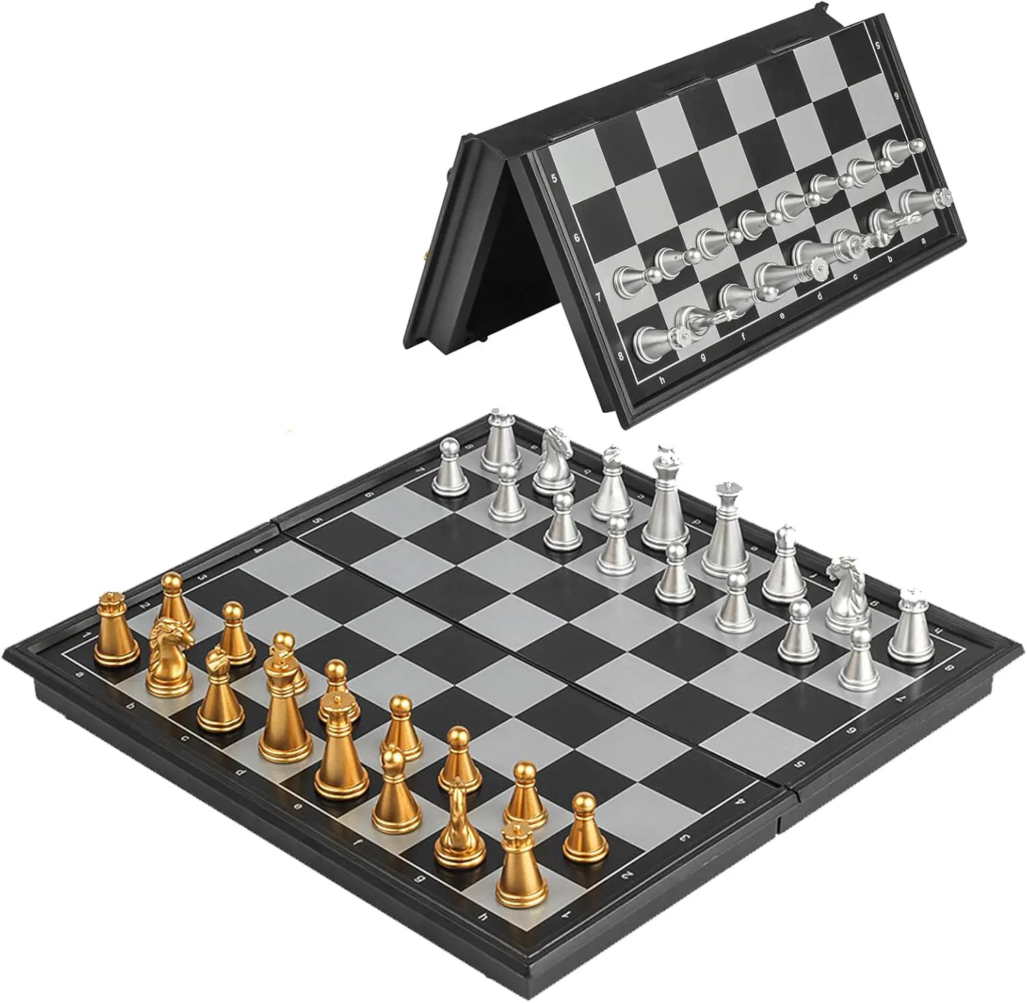 7.87in Portable Folding Plastic Magnetic Square Chess Board Game, 1-Count International Chess with Magnetic Hold, Educational Toy, Strategy Tabletop Game Prop, Birthday Gift for Families, Board Game Prop