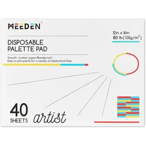 Artist Palette Paper Pad: 12''x16'', 40 Sheets (80lb/120gsm) Disposable Paint Palette Paper - Color Mixing Paper for Acrylic Watercolor Oil Painting