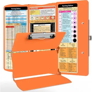 Clipboard Foldable Nurse Clipboard: Folding Clipboards with  Edition Cheat Sheets Pocket Size  Foldable Clipboard for  Trifold Clipboards for  Students Orange