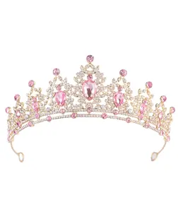 Pink Tiaras for Women Princess Crown Headband, Crystal Tiaras Birthday Crown Wedding Rhinestones Princess Party Headbands Hair Accessories for Women and Girls daily wear