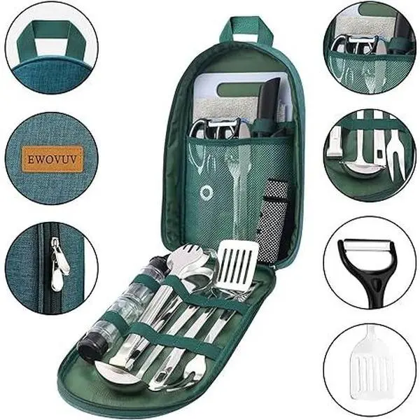 Camping Cooking Utensils Set- Camping Essentials Cookware Accessories Gear Must Haves Cam...