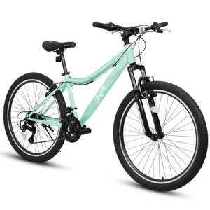 Mountain Bike 24/26 Inch, High-Density Carbon Steel Frame, 21 Speed, Front Suspension, Dual V-Brakes, 80% Pre-Assembled for Men Women Teens
