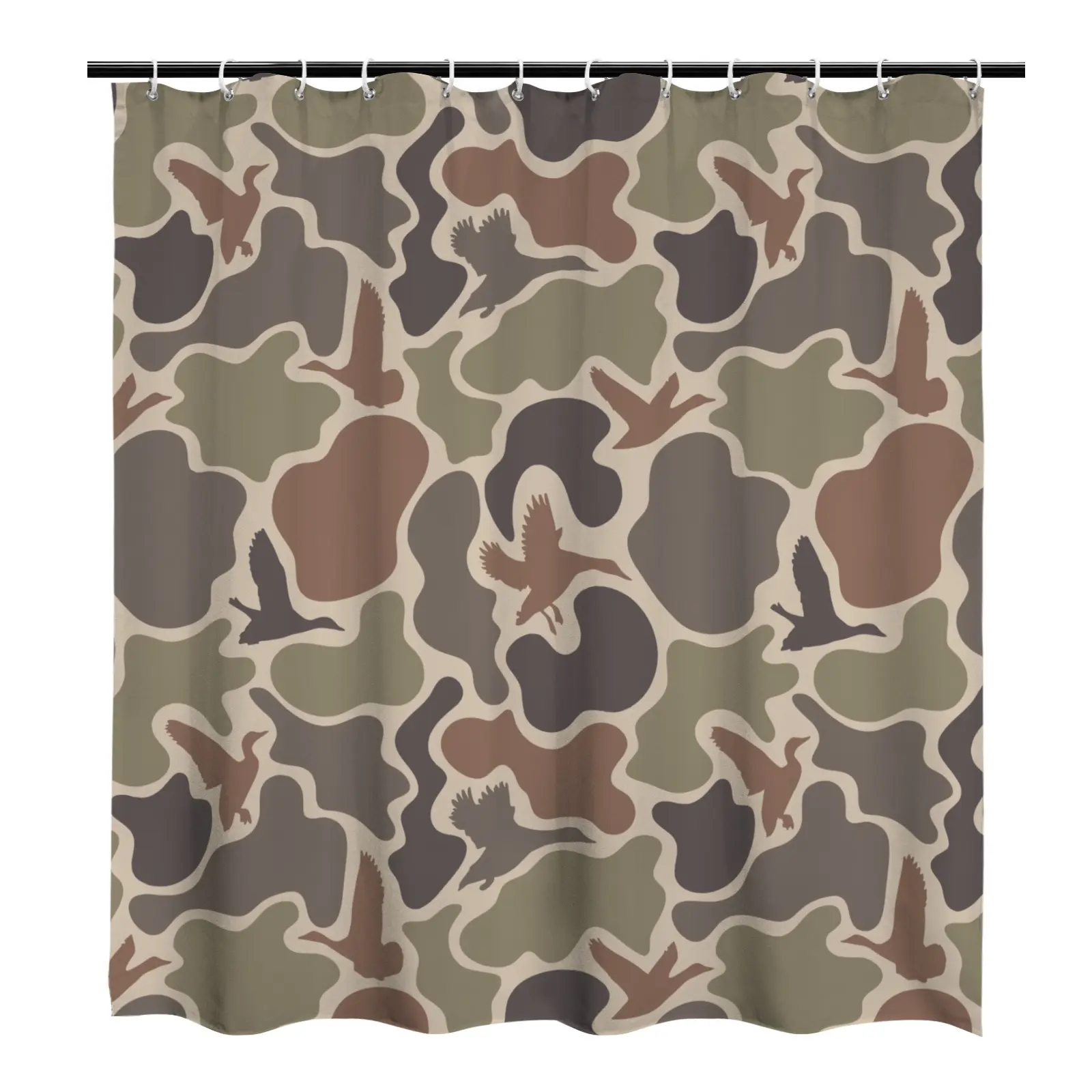 Vintage Duck Camo shower curtain Retro Hunting Style Camouflage Design Bath Curtain for hunters Bathroom Home Decor with Hooks Birthday Hhousewarming Gift